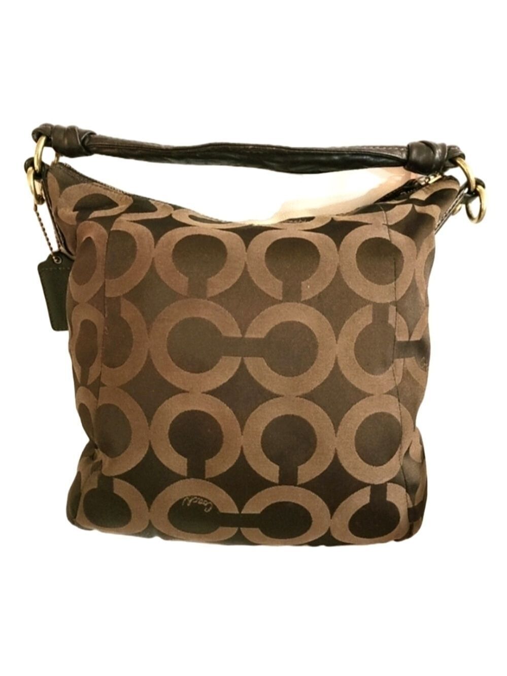Coach Kristin Y2K Op Art Hobo Signature Monogram Shoulder Bag Chocolate Brown - Picture 2 of 16